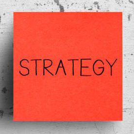 Sticky note on concrete wall, Strategy
